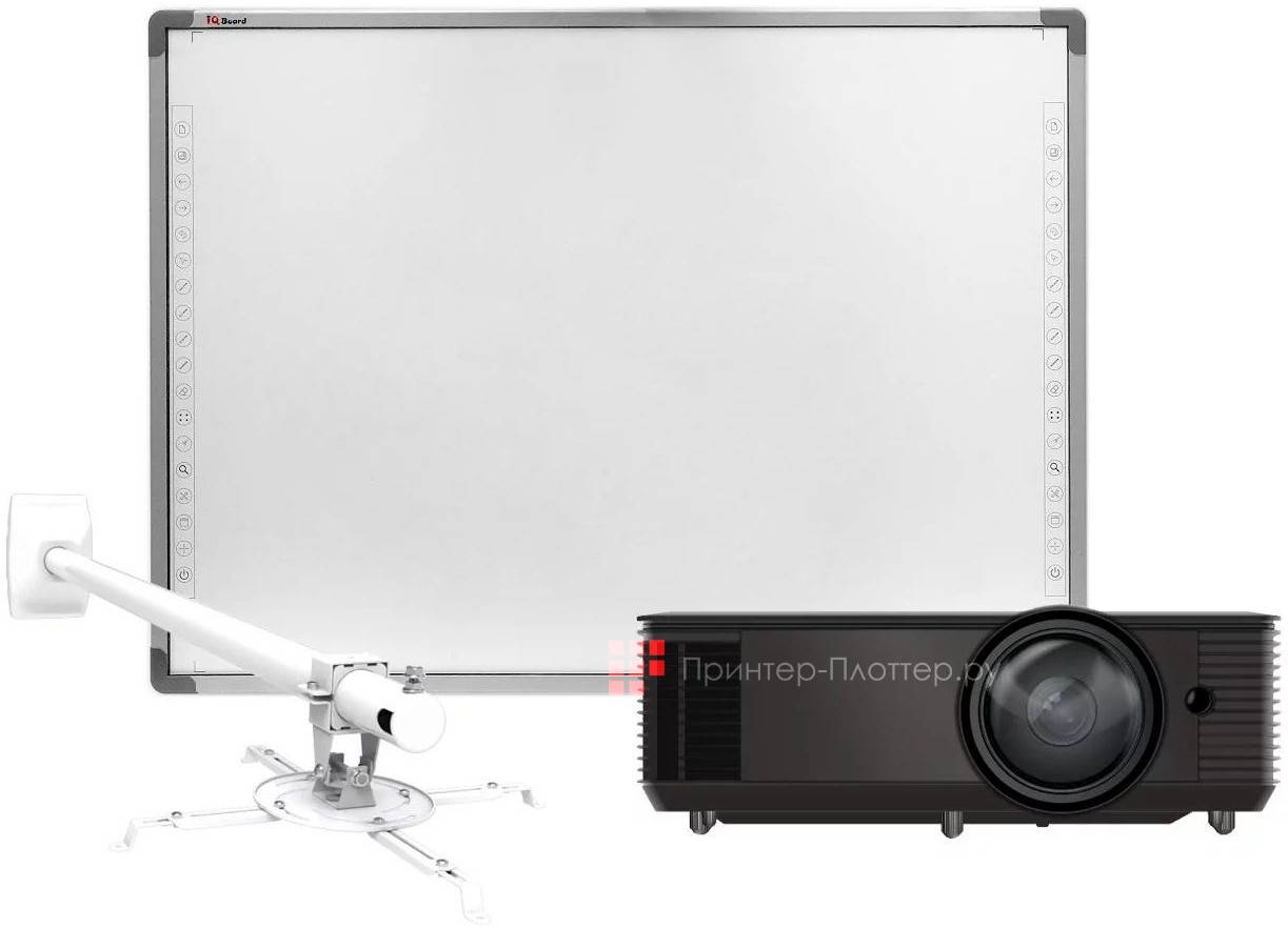 Интерактивный комплект IQBoard IR RPT082-20 (доска, проектор InFocus IN114BBST, настенное крепление Wize WTH140, кабель HDMI)