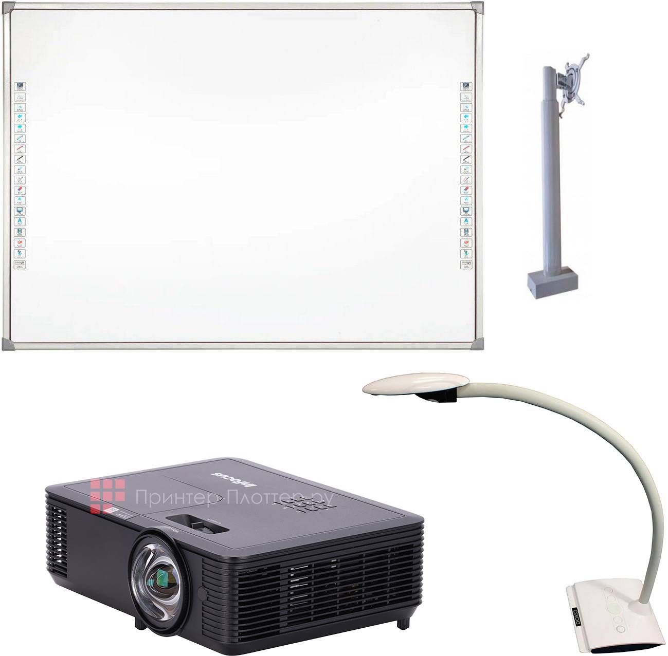 Интерактивный комплект Donview DB-82IND-H03 (доска, проектор InFocus IN114BBST, документ-камера DOKO DS08FU, крепеж для проектора телескопический FX P800-1400)